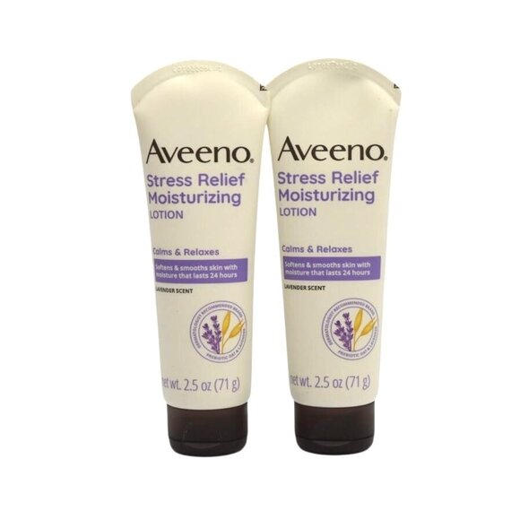 Aveeno Stress Relief Moisturizing Lotion Lavender Scent 2.5 Oz - 2 Pack - Picture 1 of 4